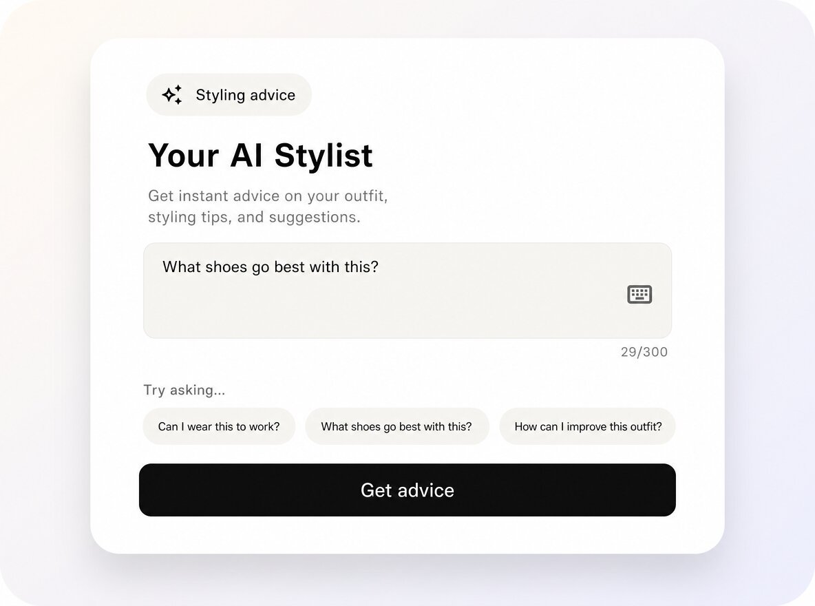 AI stylist chat screen preview